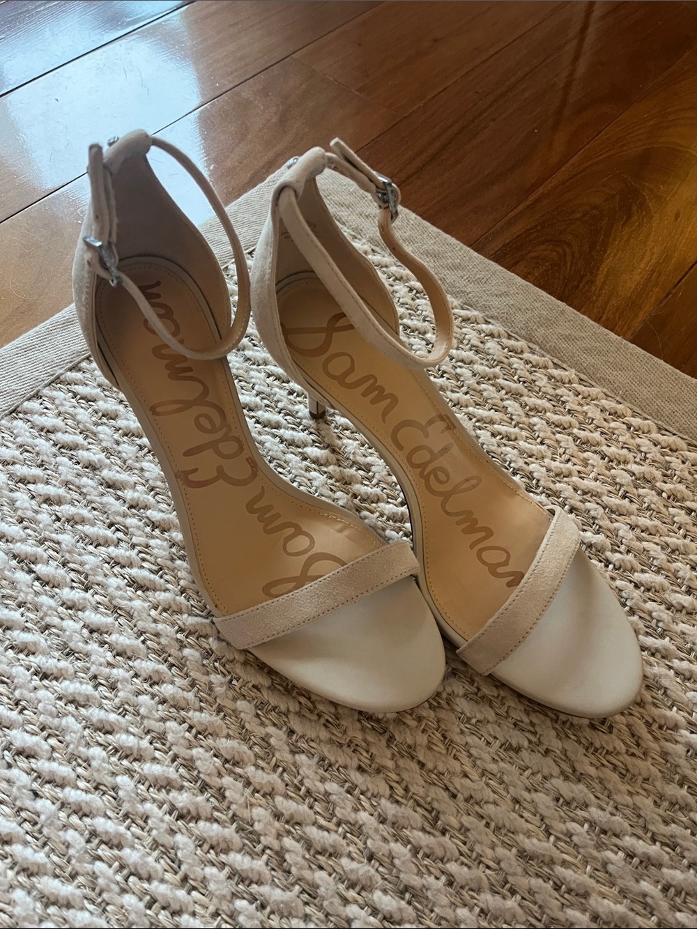 Sam Edelman Nude Suede Ankle-Strap Heeled Sandals